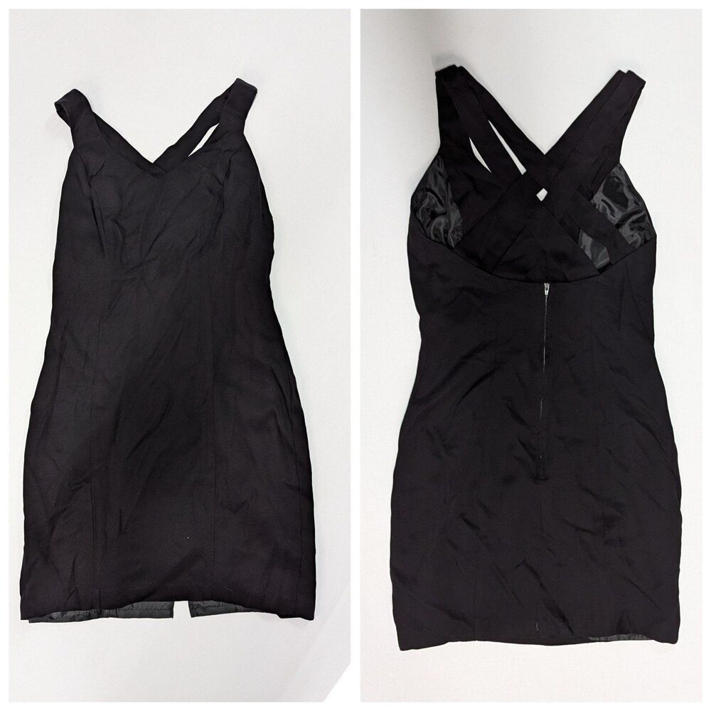 Vintage‎ Minimalist LBD Strappy Mini Black Dress Miss Ashlee California Size 6